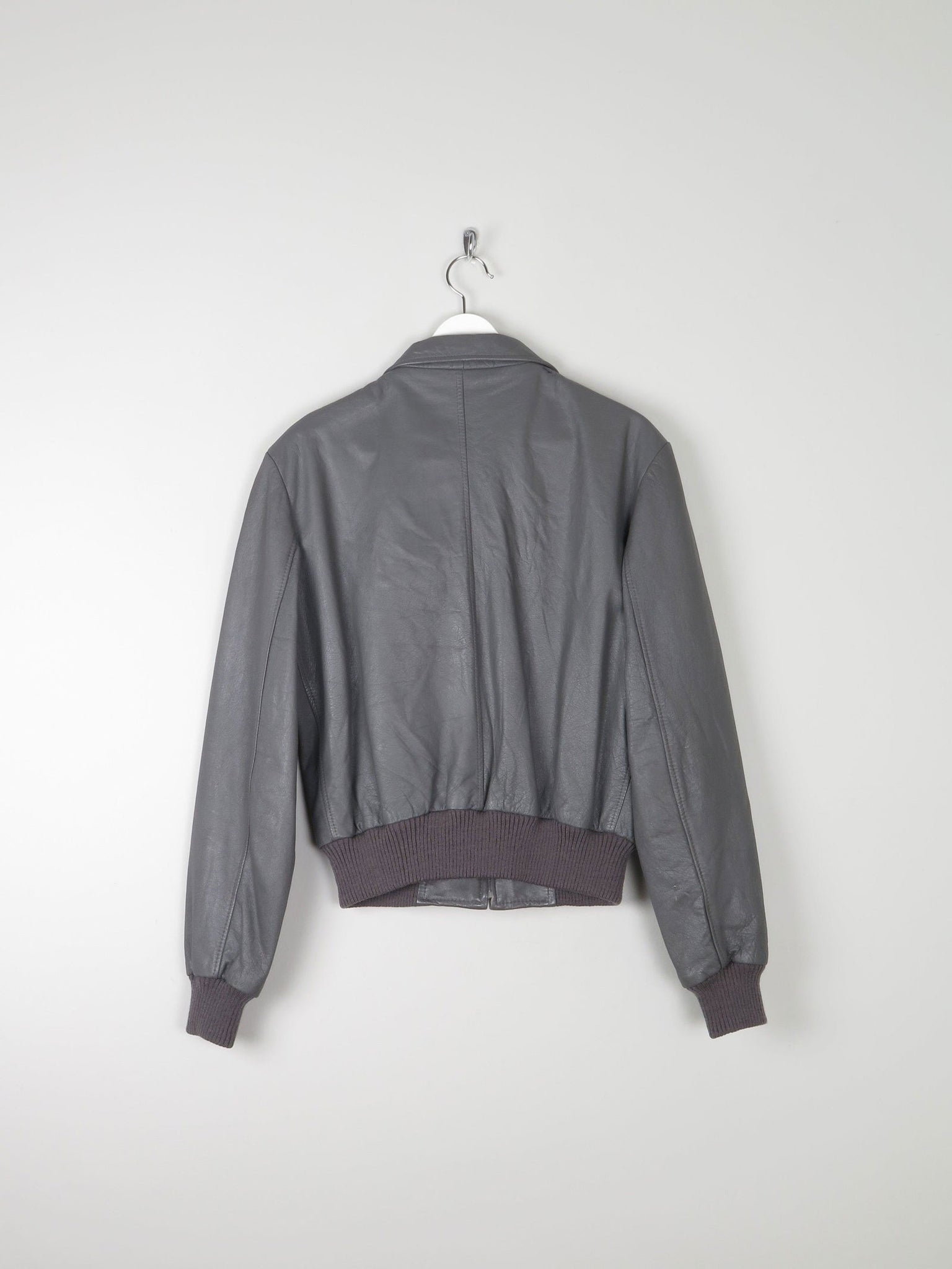 Men’s Grey Vintage Leather Bomber Jacket 1970s S/M - The Harlequin