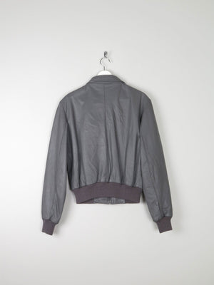 Men’s Grey Vintage Leather Bomber Jacket 1970s S/M - The Harlequin