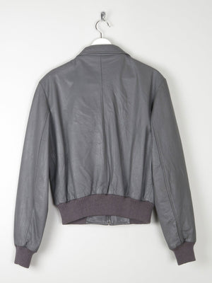 Men’s Grey Vintage Leather Bomber Jacket 1970s S/M - The Harlequin