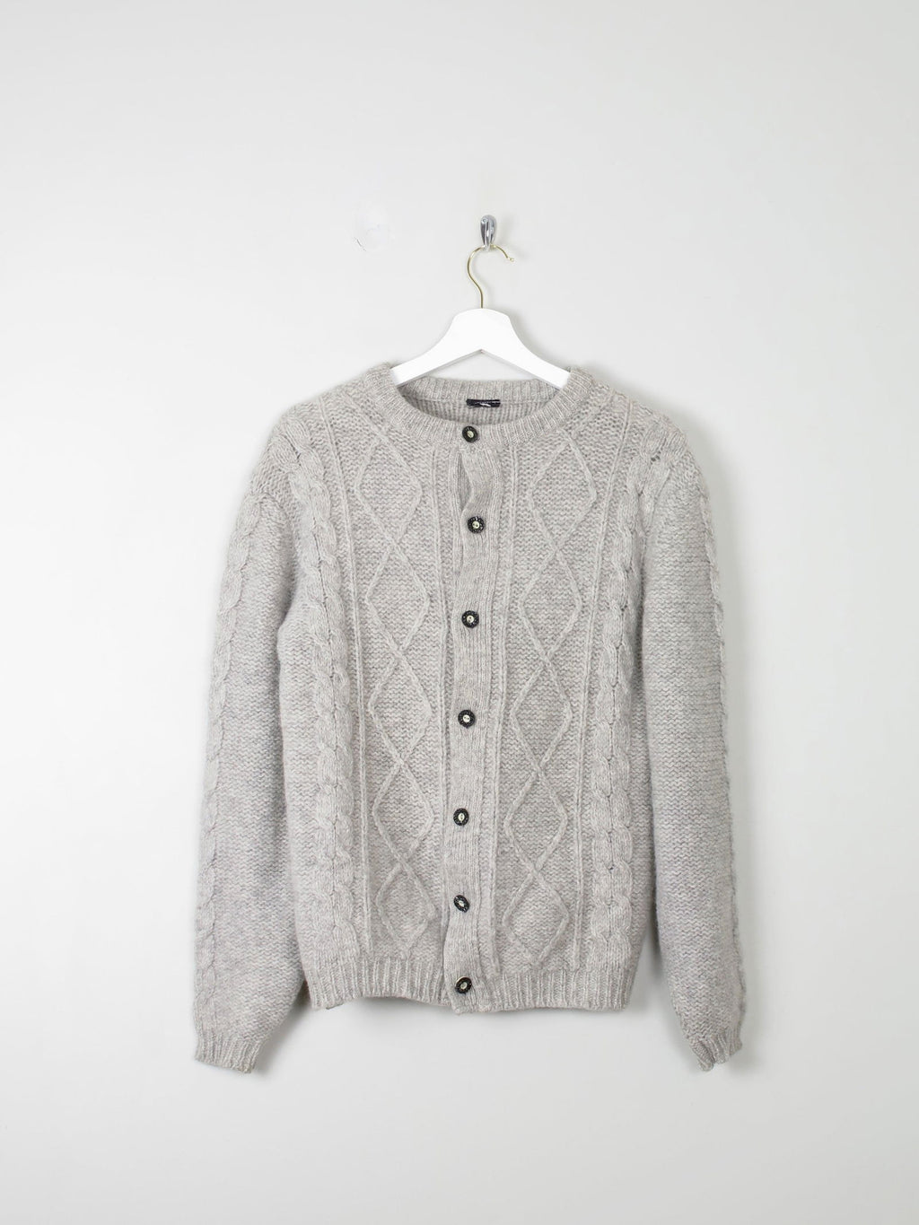 Men's Grey Wool Vintage Cardigan Austrian XS/S - The Harlequin
