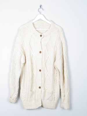 Men’s Hand-knit Vintage Aran Cardigan XL - The Harlequin