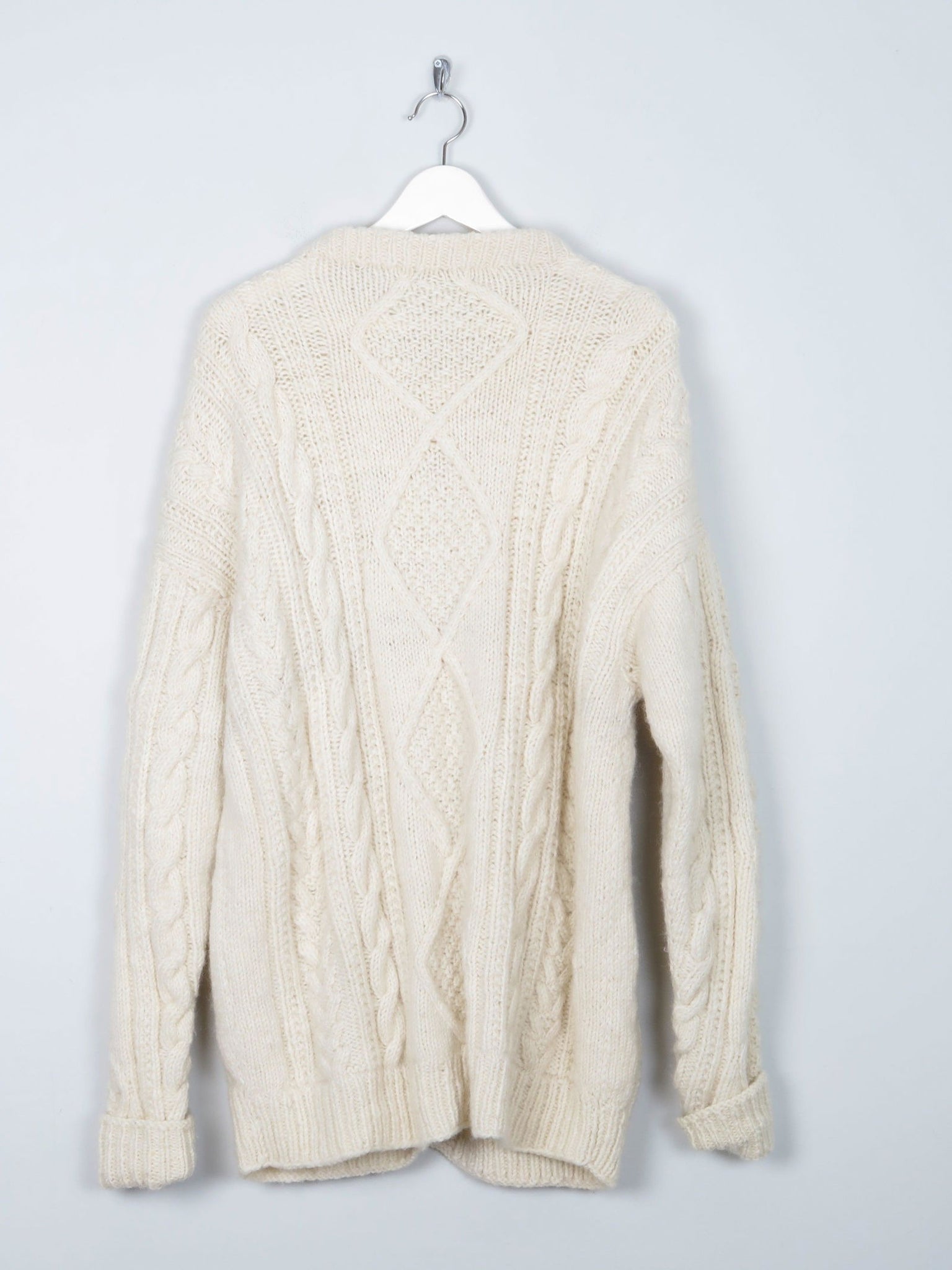 Men’s Hand-knit Vintage Aran Cardigan XL - The Harlequin