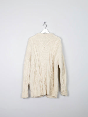 Men’s Hand-knit Vintage Aran Cardigan XL - The Harlequin