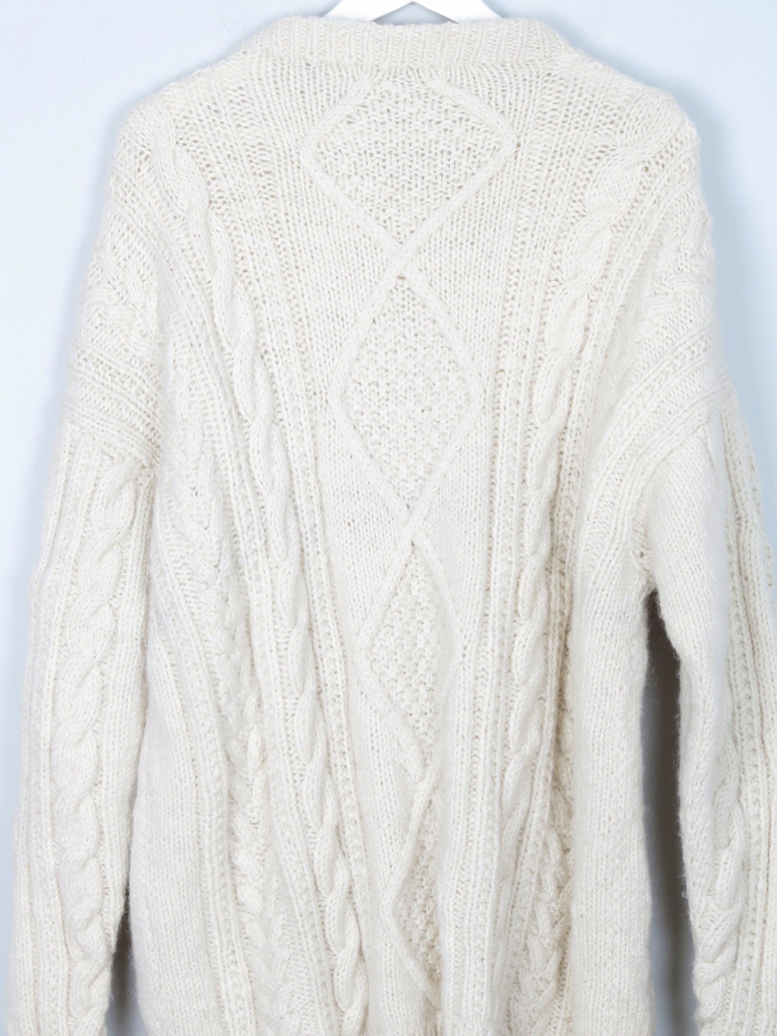Men’s Hand-knit Vintage Aran Cardigan XL - The Harlequin