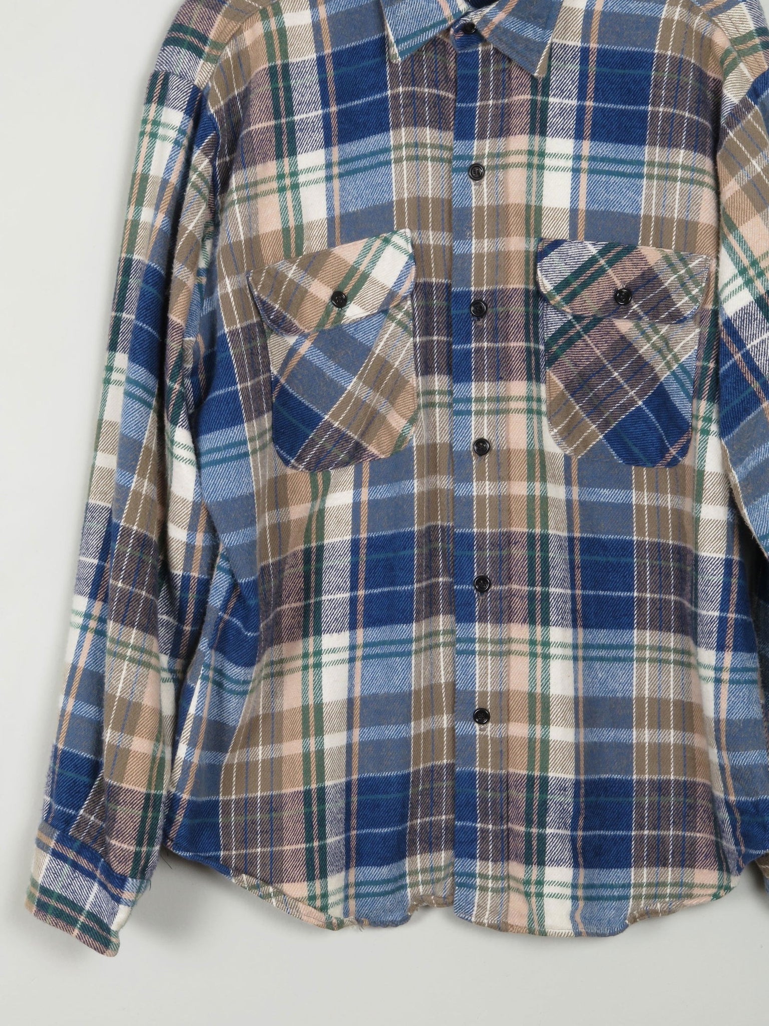 Men’s Heavy Quality Vintage Flannel Shirt L - The Harlequin