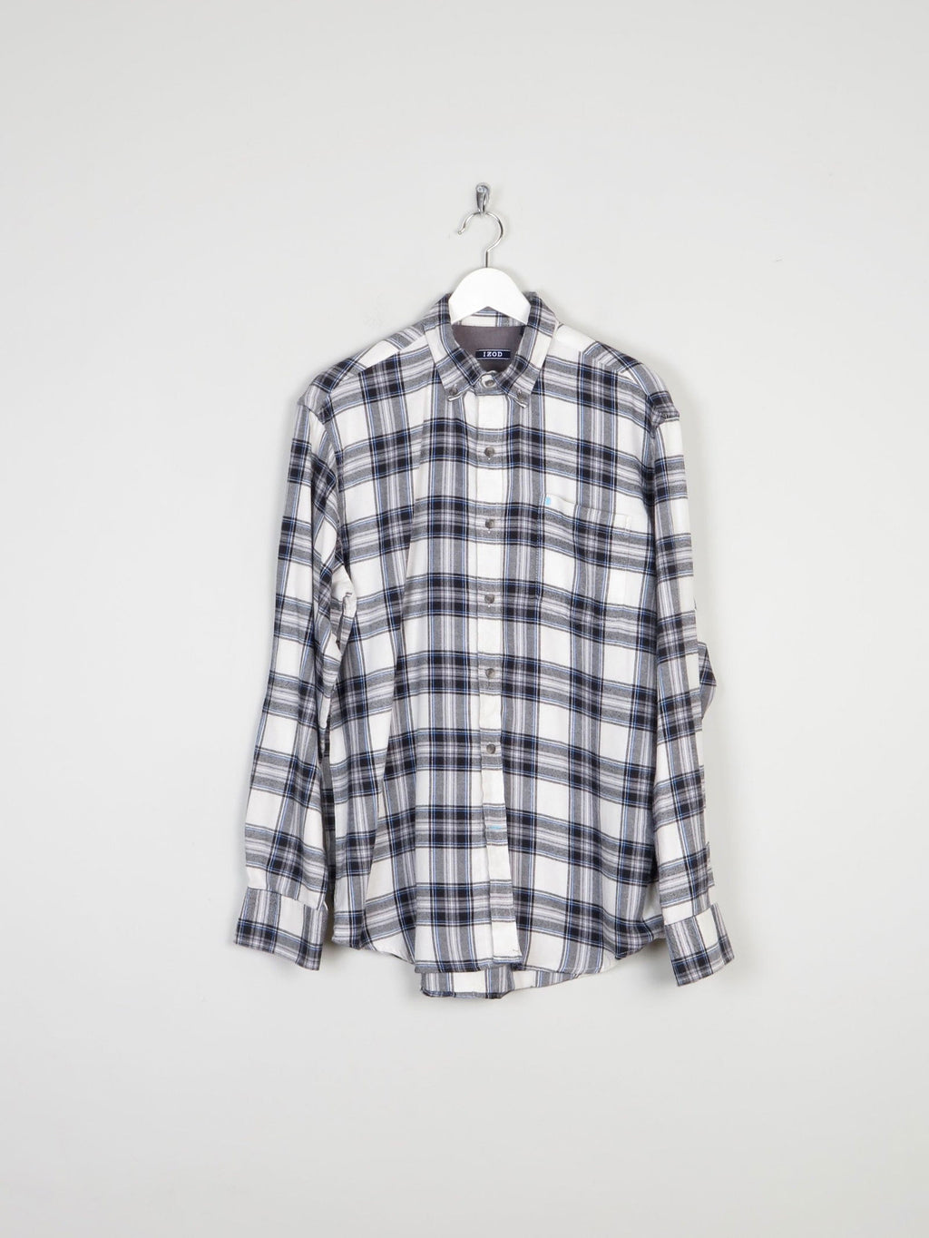 Men's Izod Vintage Flannel Blue & White Shirt M - The Harlequin