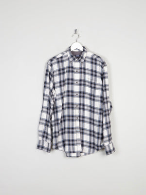 Men's Izod Vintage Flannel Blue & White Shirt M - The Harlequin