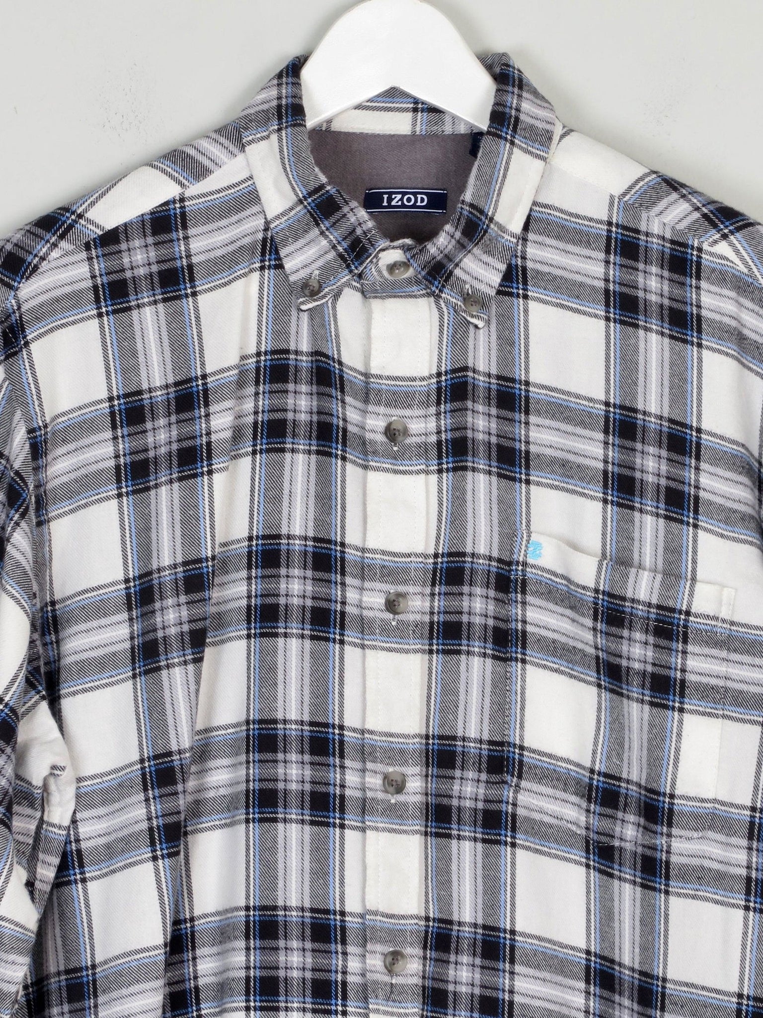 Men's Izod Vintage Flannel Blue & White Shirt M - The Harlequin
