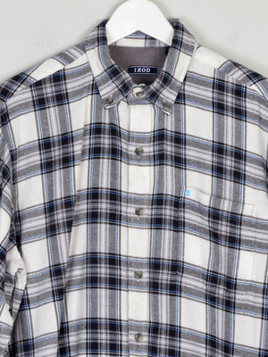 Men's Izod Vintage Flannel Blue & White Shirt M - The Harlequin