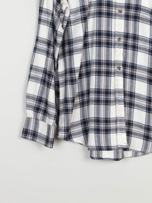 Men's Izod Vintage Flannel Blue & White Shirt M - The Harlequin