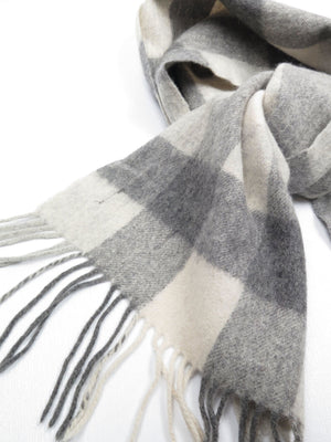 Men's Light/dark Grey & Cream Wool Scarf - The Harlequin