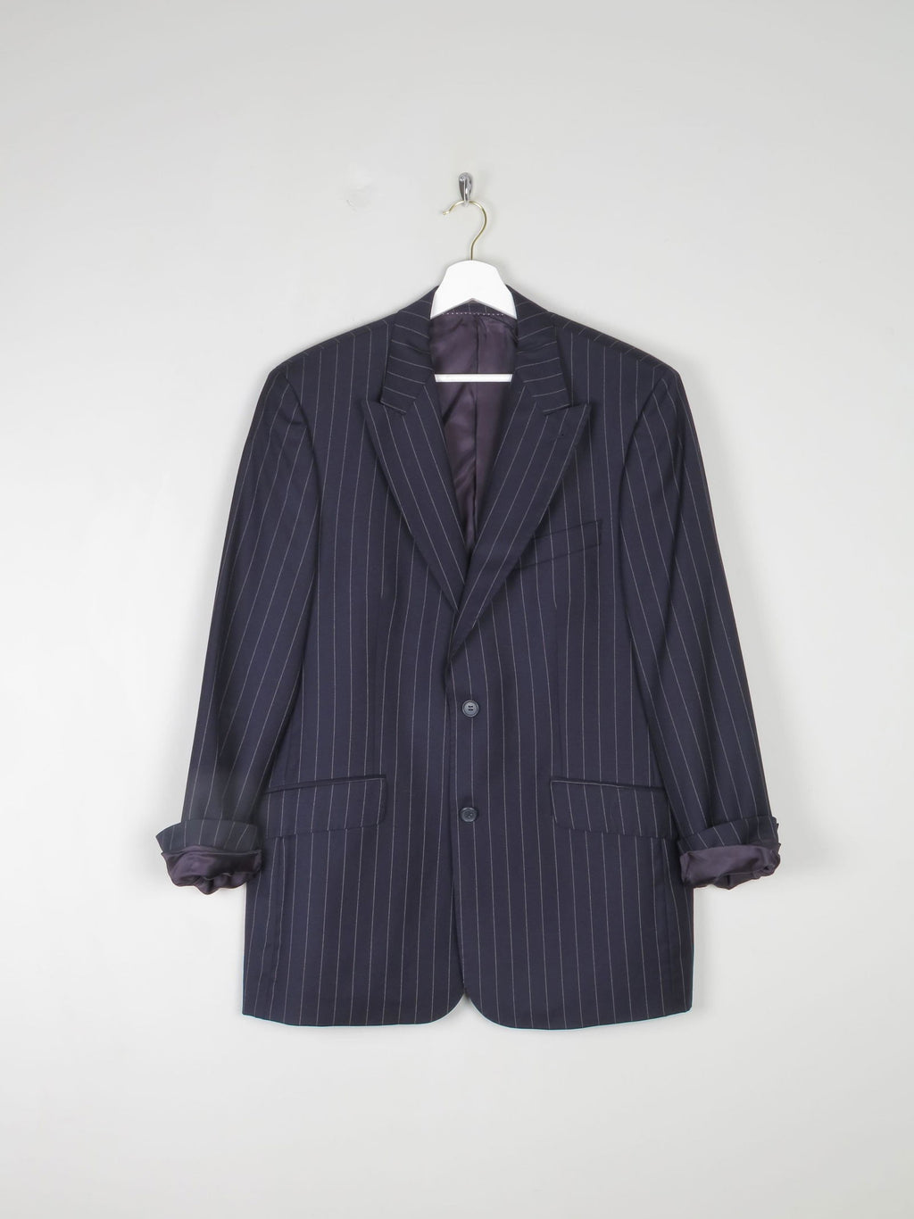Men's Vintage Navy Pinstripe Tailored Vintage Jacket 42R"/L - The Harlequin