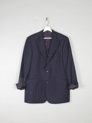 Men's Vintage Navy Pinstripe Tailored Vintage Jacket 42R"/L - The Harlequin