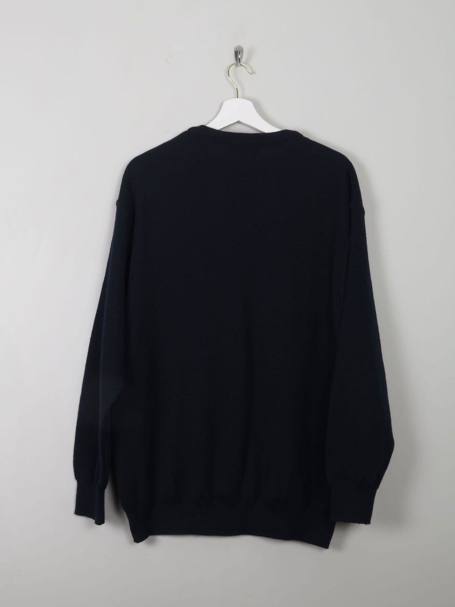Men's Navy Printed Vintage V- Neck Jumper XL - The Harlequin