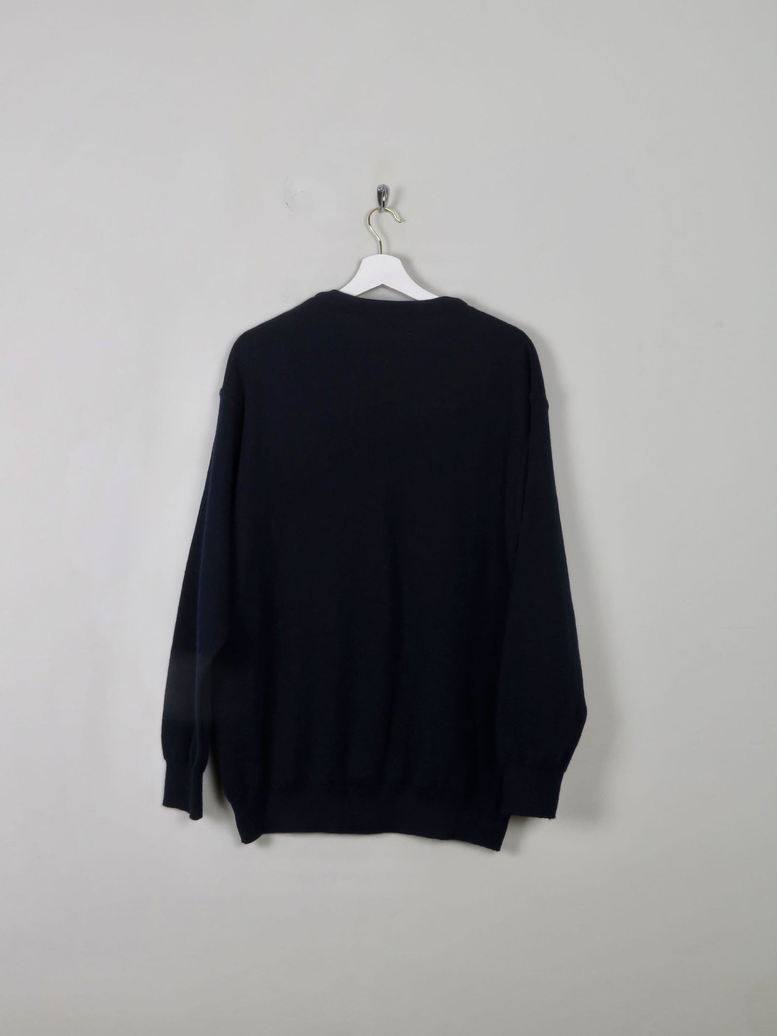 Men's Navy Printed Vintage V- Neck Jumper XL - The Harlequin