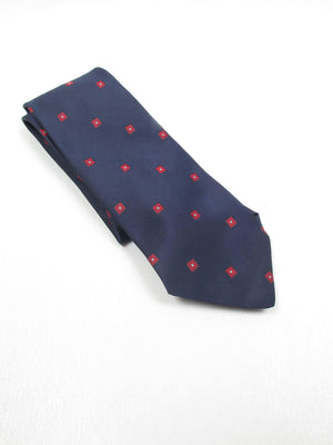 Vintage Navy & Red Polka Dot Silk Tie - The Harlequin