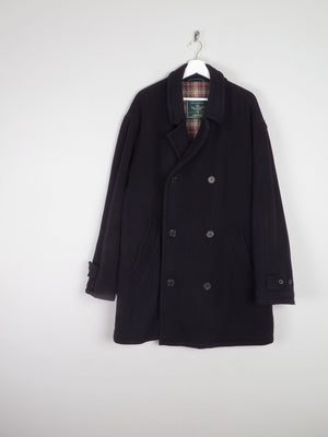 Men's Vintage Navy Wool 3/4 Double Breasted Vintage Coat L/XL - The Harlequin