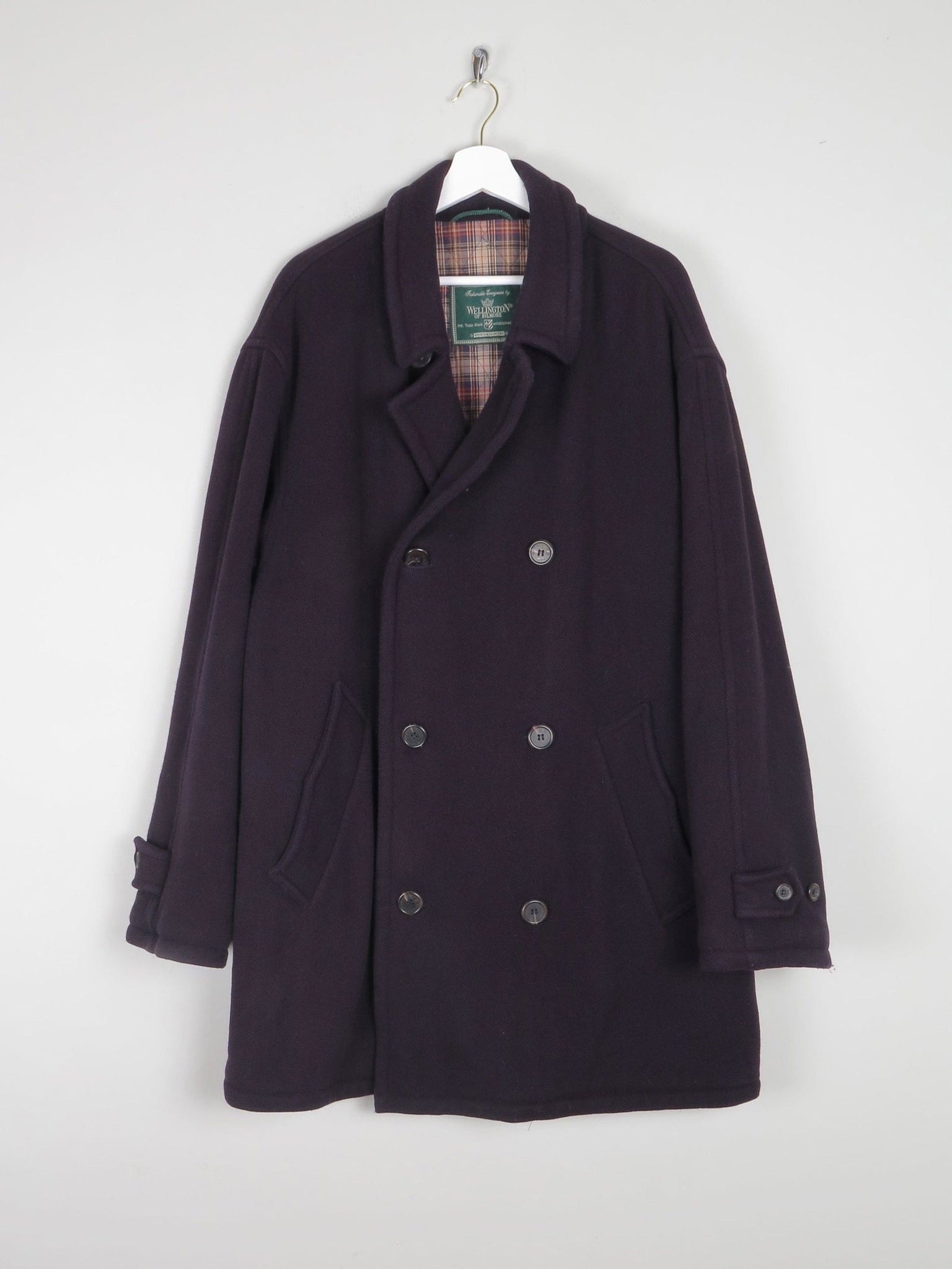 Men's Vintage Navy Wool 3/4 Double Breasted Vintage Coat L/XL - The Harlequin