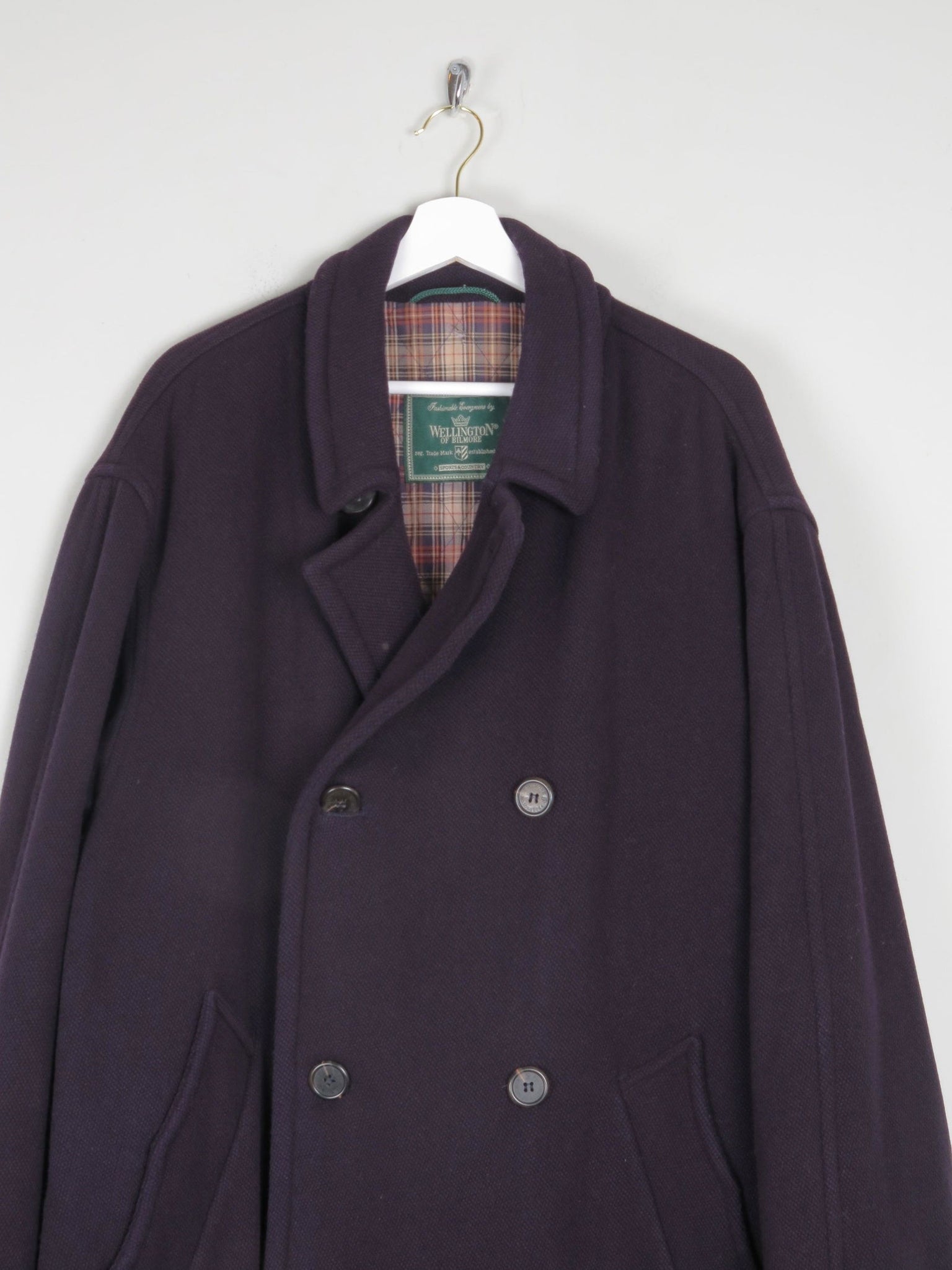 Men's Vintage Navy Wool 3/4 Double Breasted Vintage Coat L/XL - The Harlequin