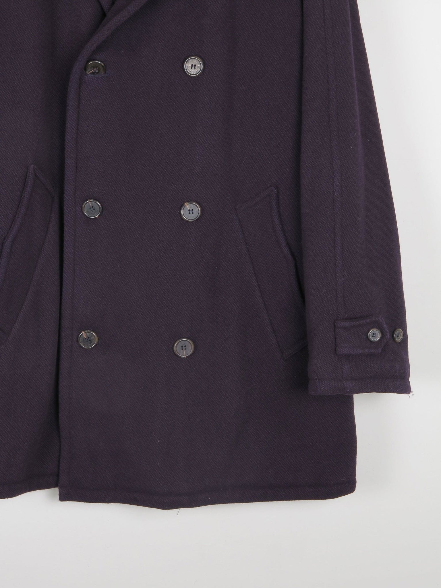 Men's Vintage Navy Wool 3/4 Double Breasted Vintage Coat L/XL - The Harlequin