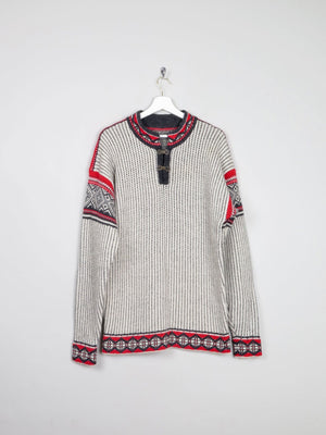 Men's Vintage Nordic Jumper With Metal Clasps L/XL - The Harlequin