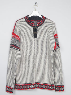 Men's Vintage Nordic Jumper With Metal Clasps L/XL - The Harlequin