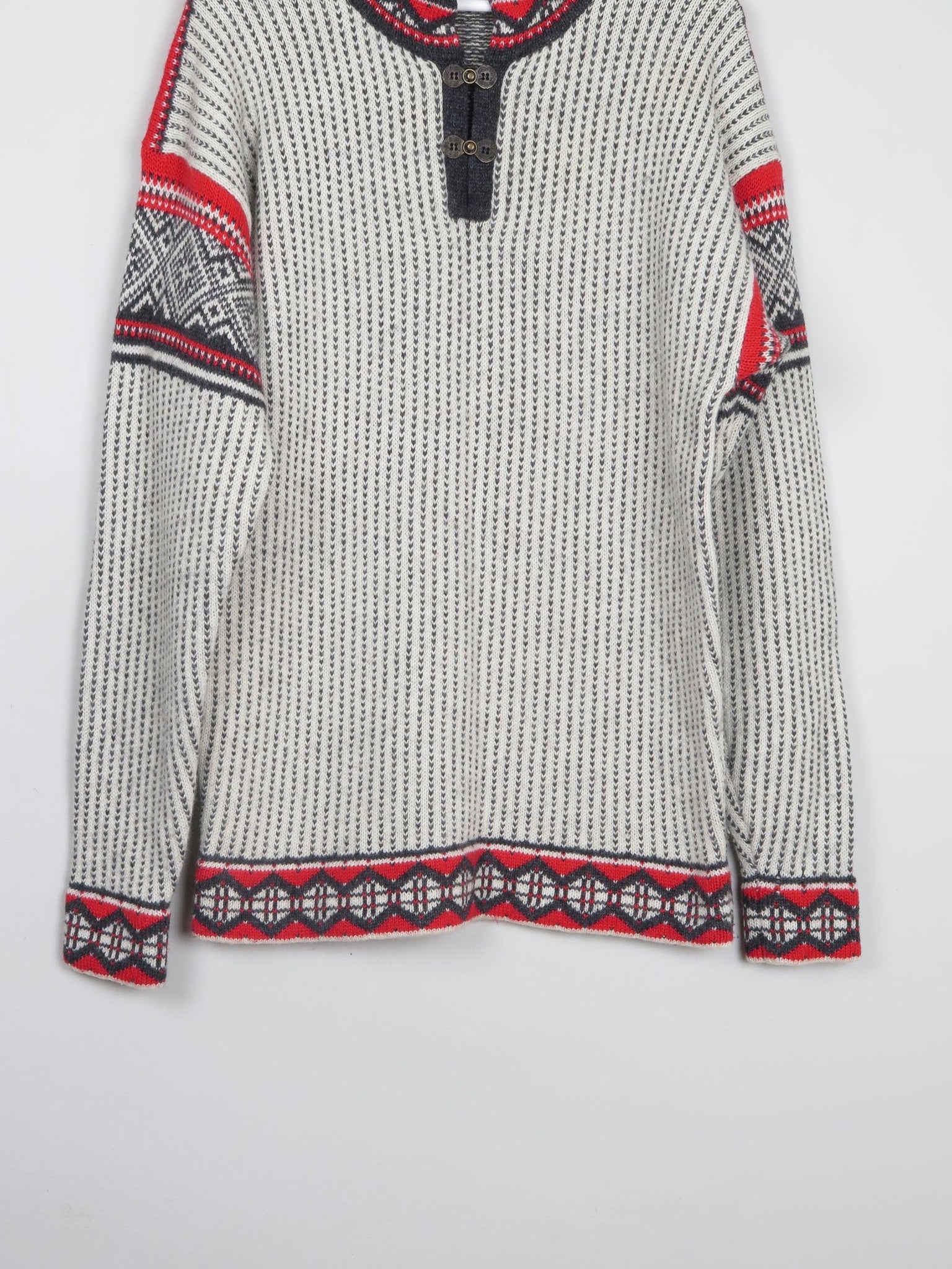 Men's Vintage Nordic Jumper With Metal Clasps L/XL - The Harlequin