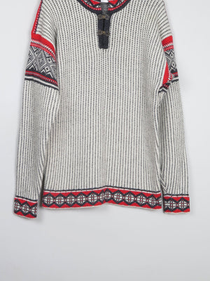 Men's Vintage Nordic Jumper With Metal Clasps L/XL - The Harlequin