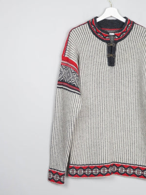 Men's Vintage Nordic Jumper With Metal Clasps L/XL - The Harlequin