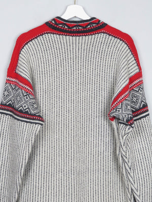 Men's Vintage Nordic Jumper With Metal Clasps L/XL - The Harlequin