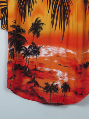 Men's Orange Vintage Hawaiian Shirt M/L - The Harlequin