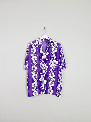 Men's Purple Vintage Hawaiian Style Shirt S - The Harlequin