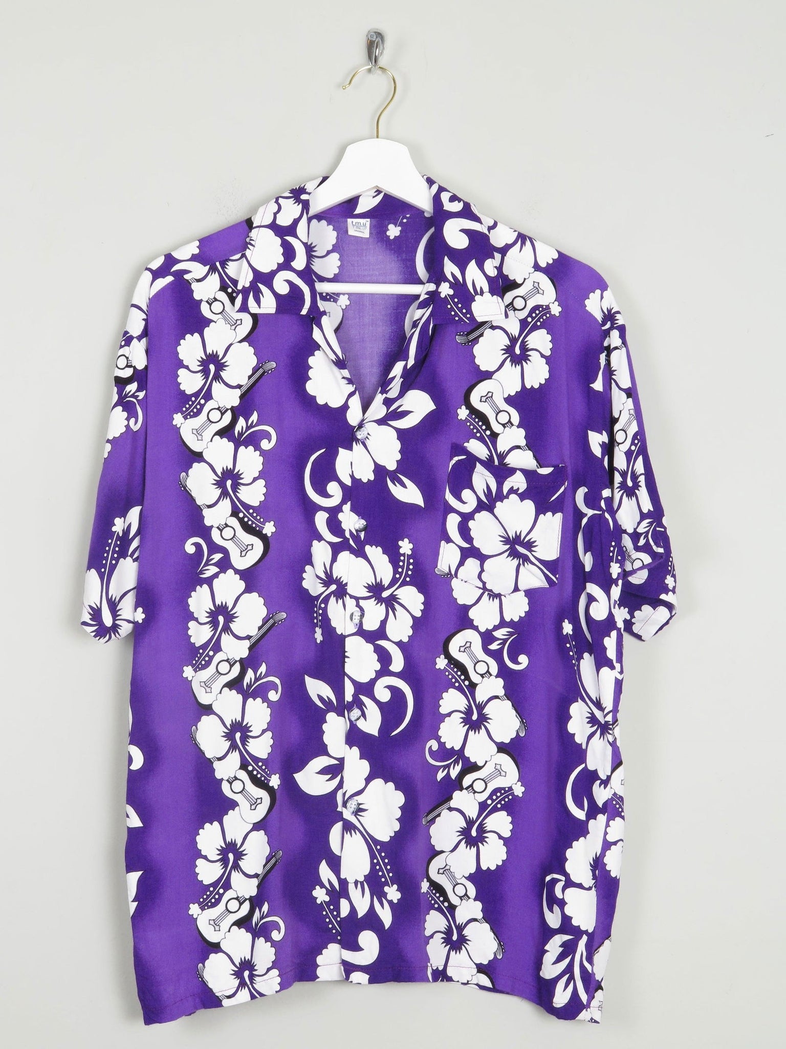 Men's Purple Vintage Hawaiian Style Shirt S - The Harlequin