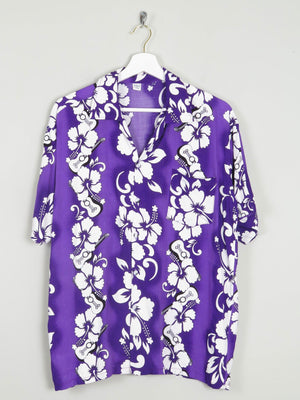 Men's Purple Vintage Hawaiian Style Shirt S - The Harlequin