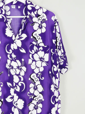 Men's Purple Vintage Hawaiian Style Shirt S - The Harlequin