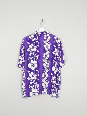 Men's Purple Vintage Hawaiian Style Shirt S - The Harlequin