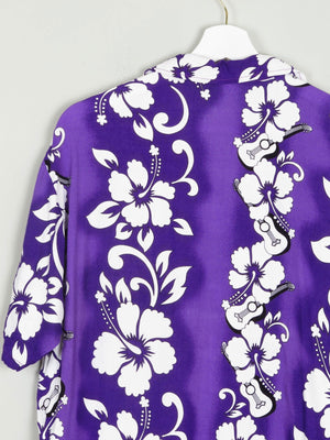 Men's Purple Vintage Hawaiian Style Shirt S - The Harlequin