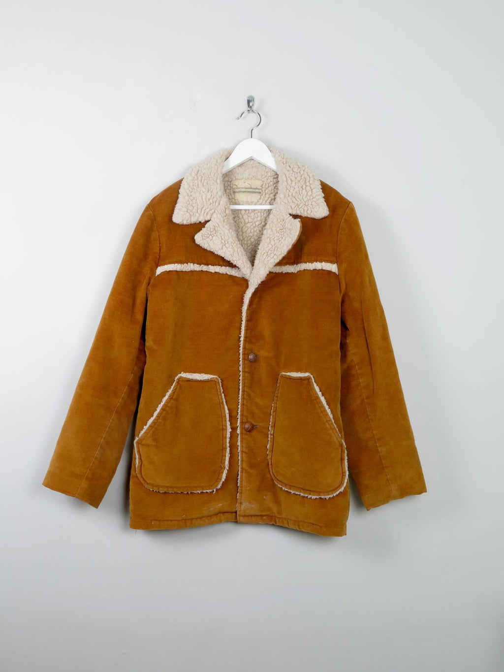 Men's Rust Vintage Cowboy Sherpa Jacket M - The Harlequin