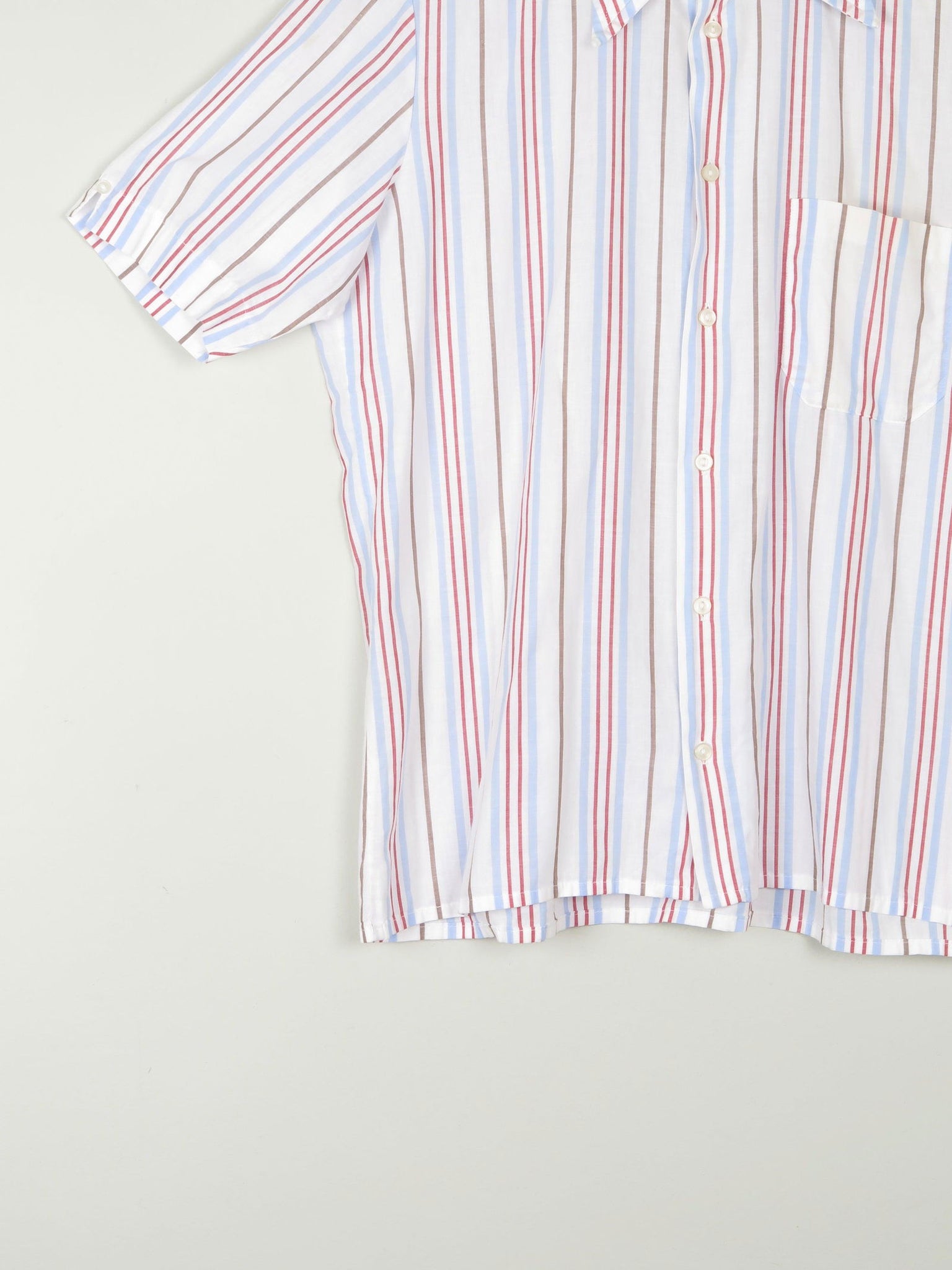 Men's Striped Vintage Short Sleeve Shirt L - The Harlequin