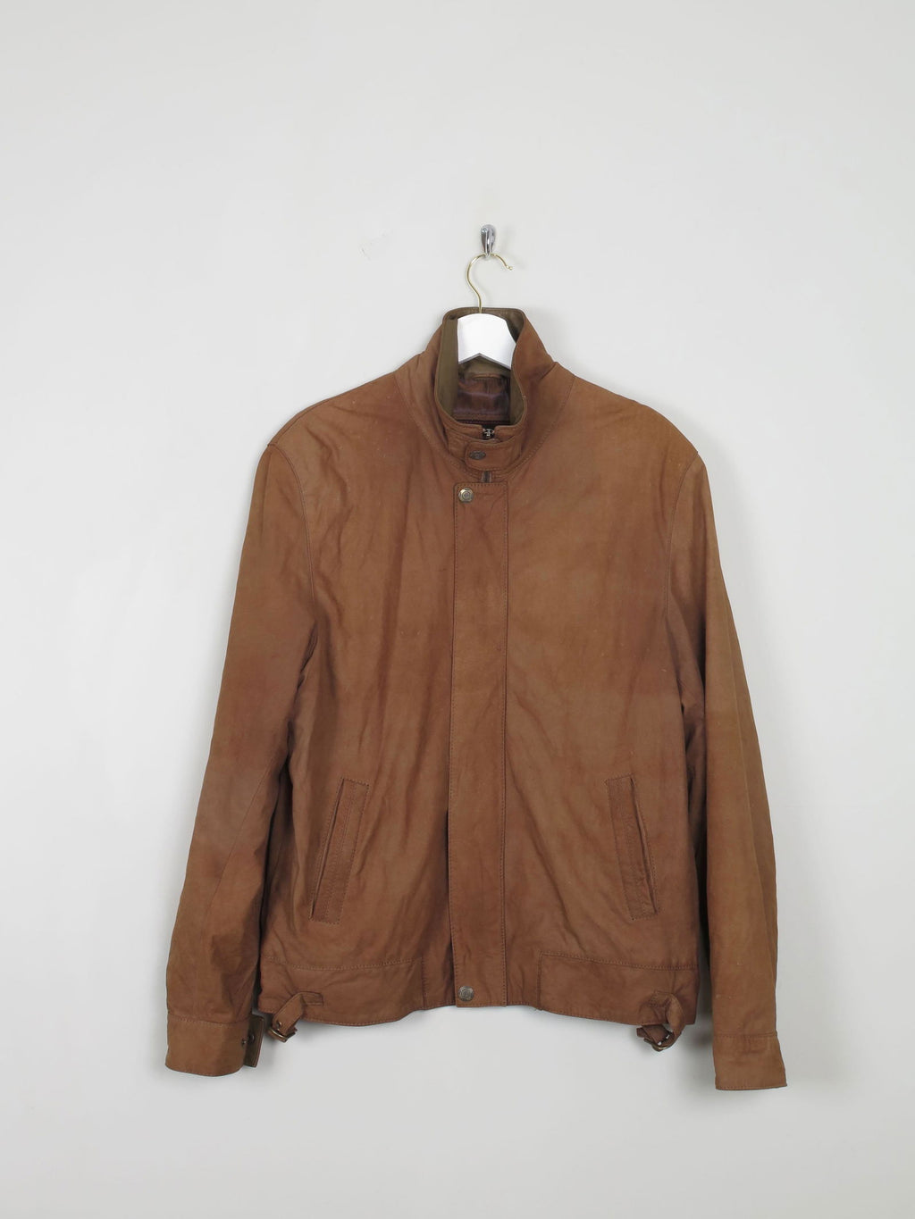 Men's Suede Vintage Jacket Rust With Zip M - The Harlequin