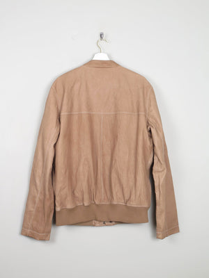 Men's Tan Vintage Leather Bomber Style Jacket L - The Harlequin