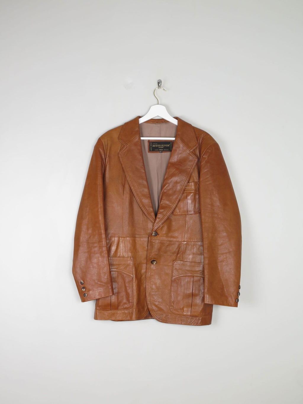 Men's Tan Vintage Leather Jacket 38/40R" Jacques Olivier - The Harlequin