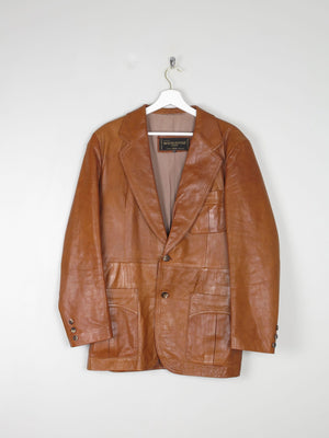 Men's Tan Vintage Leather Jacket 38/40R" Jacques Olivier - The Harlequin