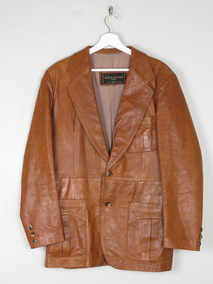 Men's Tan Vintage Leather Jacket 38/40R" Jacques Olivier - The Harlequin