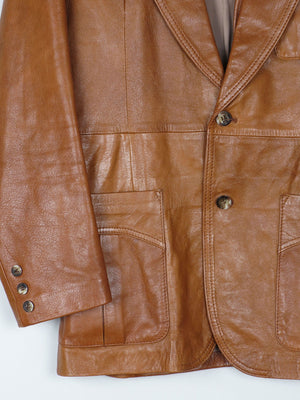 Men's Tan Vintage Leather Jacket 38/40R" Jacques Olivier - The Harlequin