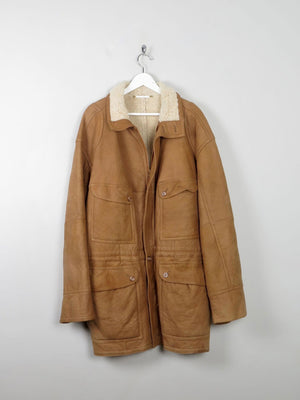 Men's Tan Vintage Shearling Sheepskin Parka L/XL - The Harlequin