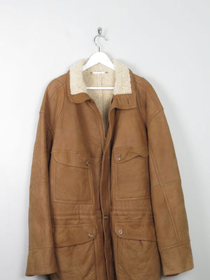 Men's Tan Vintage Shearling Sheepskin Parka L/XL - The Harlequin