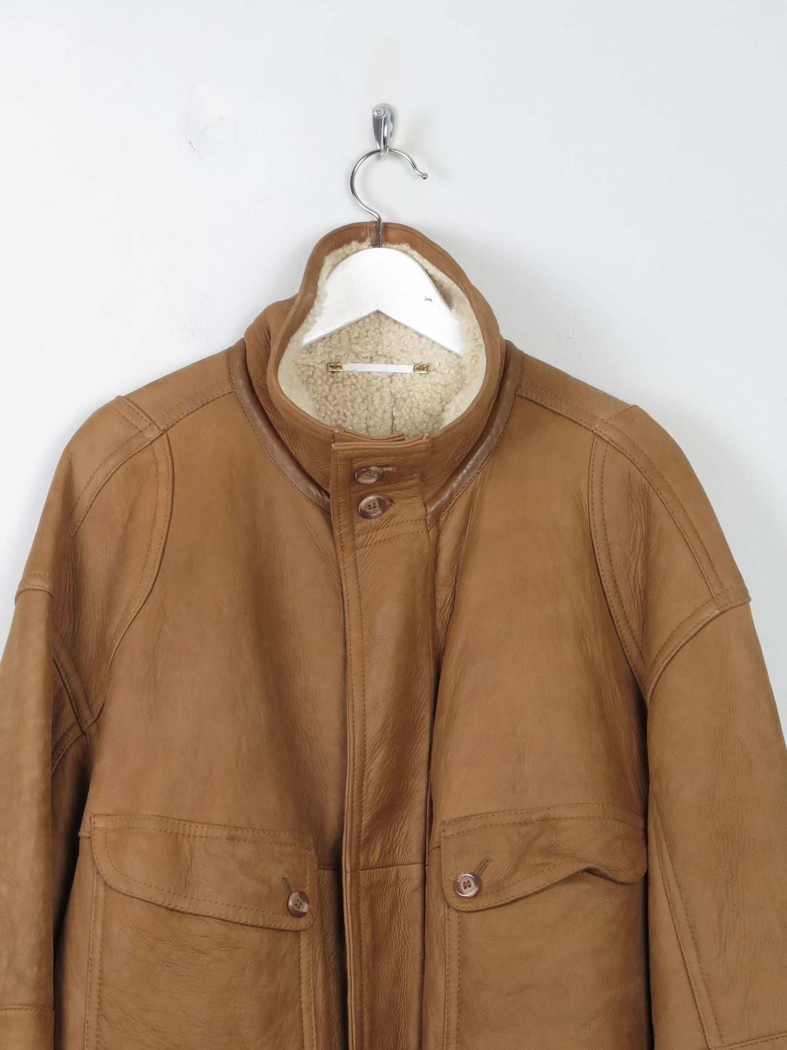 Men's Tan Vintage Shearling Sheepskin Parka L/XL - The Harlequin