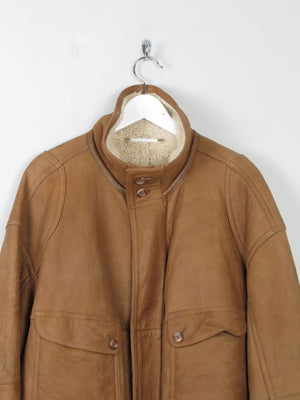 Men's Tan Vintage Shearling Sheepskin Parka L/XL - The Harlequin
