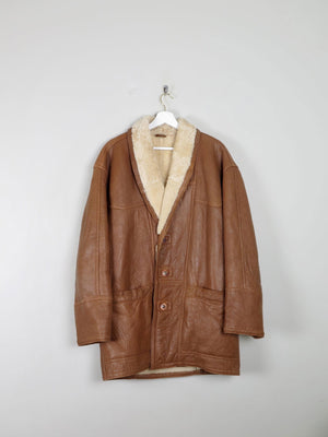 Men's Tan Vintage Shearling Short Coat L/XL - The Harlequin
